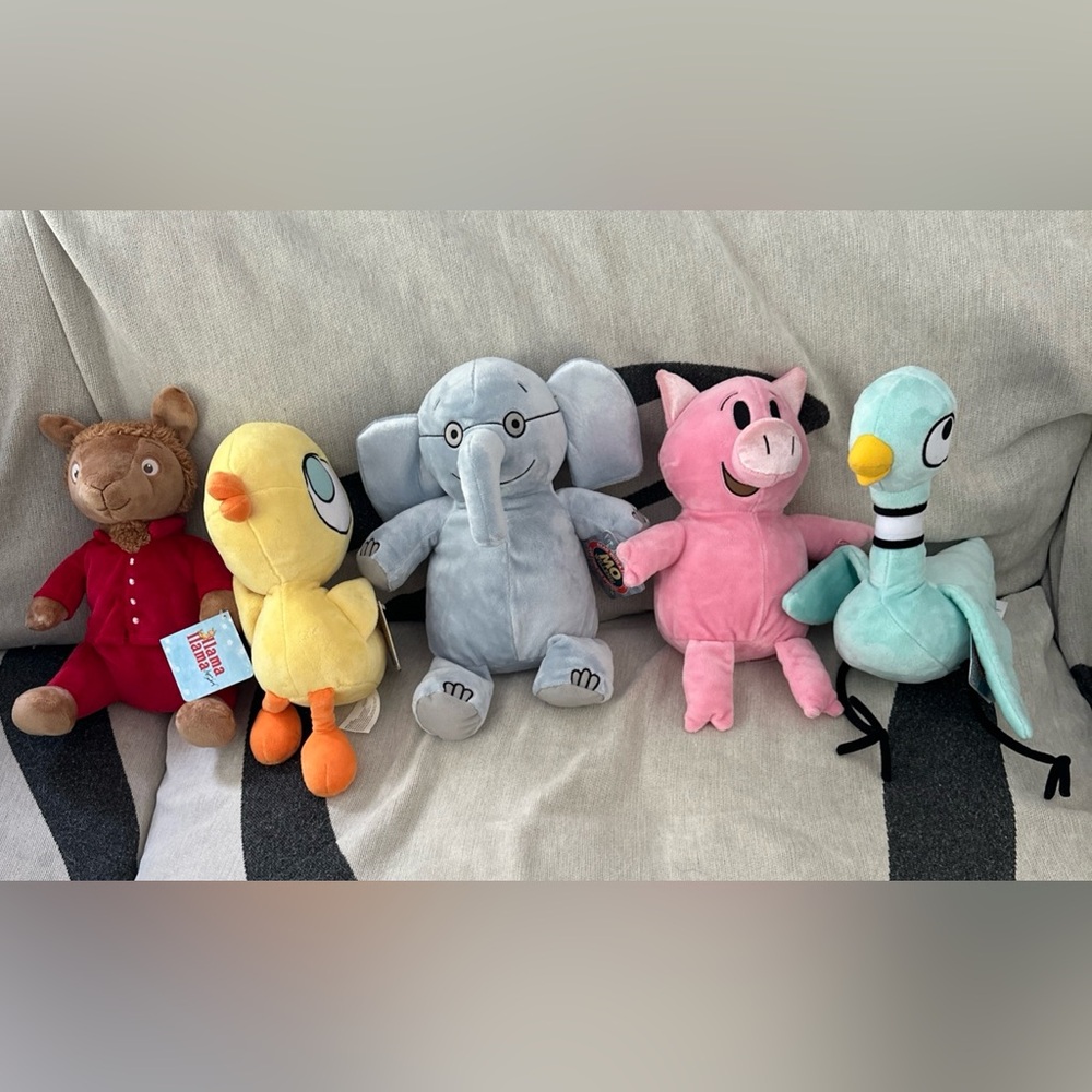 Kohl's 5 Plush Doll Llama Gerald Elephant Piggie Piggy Pigeon Duckling Ducky 12”
